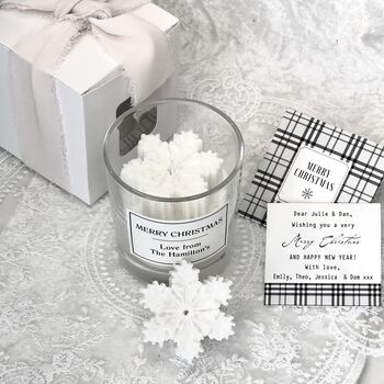 Personalised Christmas Candle Gift Boxed / Snowflake Design, 4 of 8