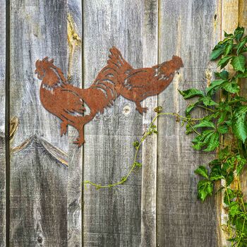 Rusty Hen Chicken Garden Decor Chicken And Rooster Art, 7 of 10
