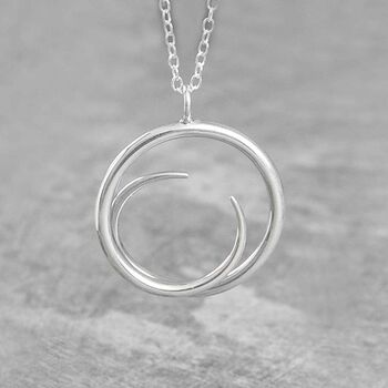 Sterling Silver Round Tapered Eclipse Pendant, 2 of 10