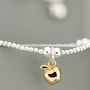 Sterling Silver Apple Charm Beaded Bracelet, thumbnail 3 of 9