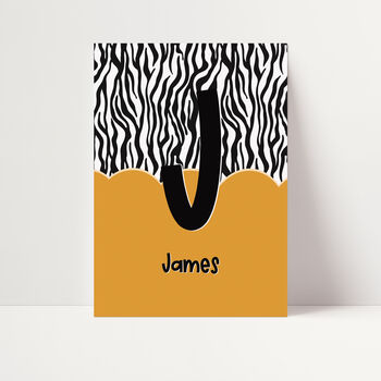 Kids Personalised Initial Zebra Print, 2 of 5