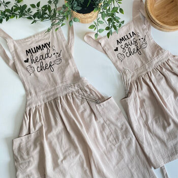 Personalised Mum And Daughter Matching Linen Apron, 5 of 6