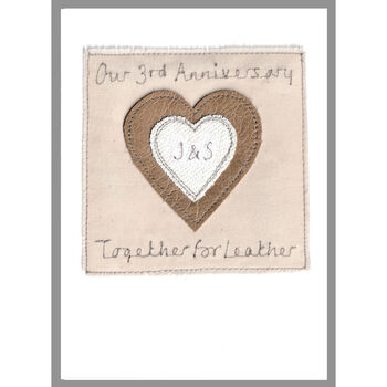 Personalised 3rd Leather Wedding Anniversary Card, 6 of 7