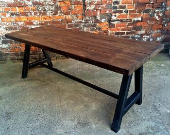 Reclaimed Industrial A Frame Table 592, 3 of 5