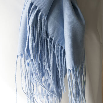 Cornflower Blue Tassel Personalised Scarf Wrap, 2 of 9