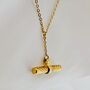 Texture Patterned T Bar 18 K Gold Y Drop Necklace, thumbnail 6 of 6