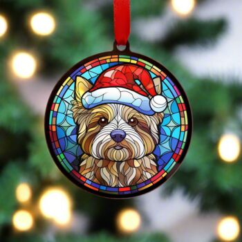 Yorkshire Terrier In Santa Hat Suncatcher Decoration, 3 of 6