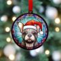 French Bulldog Grey In Santa Hat Suncatcher Decoration, thumbnail 3 of 6