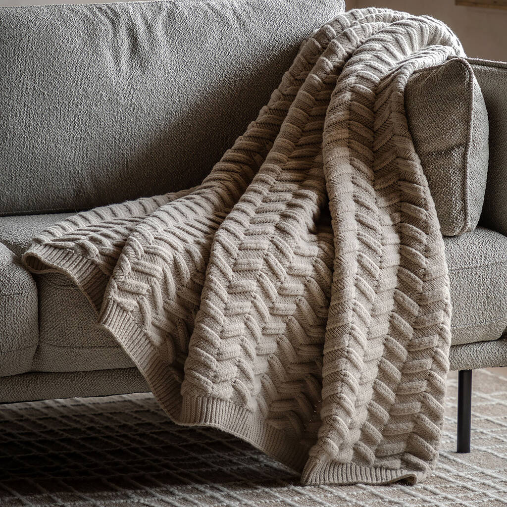 Natural Herringbone Throw, 1 of 3