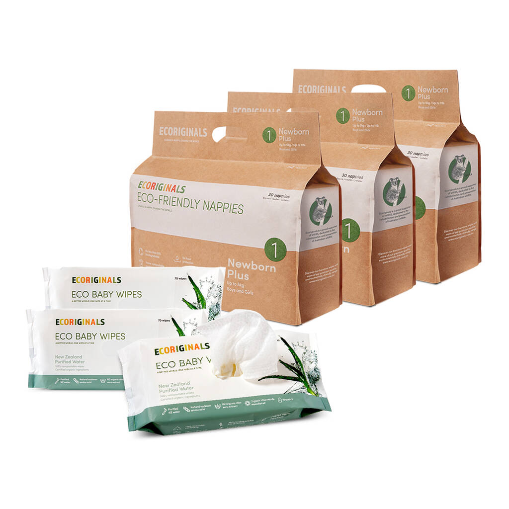 Three+three Eco Biodegradable Nappies And Organic Wipes By Ecoriginals