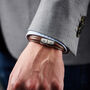 Personalised Men's Eleven Year Anniversary Steel And Leather Bracelet, thumbnail 1 of 7