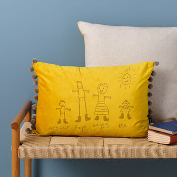 Child's Drawing Personalised Velvet Cushion, 2 of 11