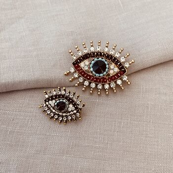 Small Evil Eye Crystal Brooch, 3 of 5