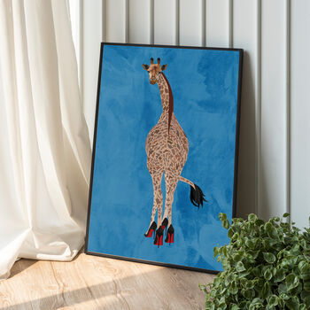 Custom Personalised Giraffe Wearing Heels Art Print, 4 of 5