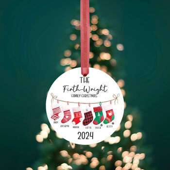 Personalised Family Stocking Christmas Bauble, 4 of 4