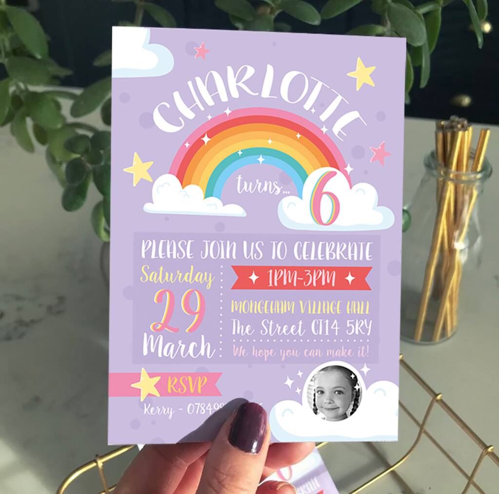 Rainbow Party Invitations Pack Of 20, 1 of 2