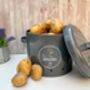 Grey Metal Potato Storage Tin – Breathable Container, thumbnail 7 of 7
