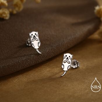 Sterling Silver Otter Stud Earrings, 2 of 11