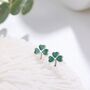Shamrock Leaf Enamel Stud Earrings In Sterling Silver, thumbnail 1 of 12