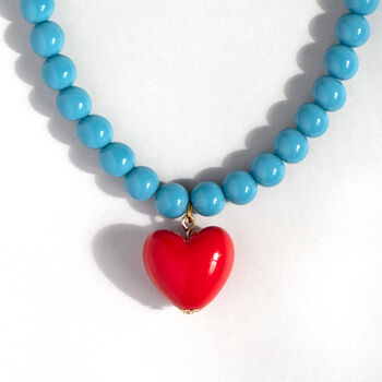 Turquoise Bead And Red Heart Necklace, 2 of 8