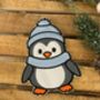 Cute Christmas Penguin Embroidered Fabric Patch, thumbnail 1 of 2