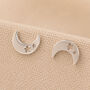 Sterling Silver Moon And Star Stud Earrings – 10mm X 7mm, thumbnail 1 of 7