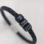 Mens Leather Bracelet With Black Personalised Rings, thumbnail 4 of 5