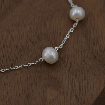 Sterling Silver Freshwater Pearl Beaded Bracelet, 4 of 10