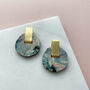 Marble And Gold Circle Stud Earrings, thumbnail 4 of 9