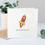 Rocket Birthday Card Personalised With Name And Age, thumbnail 2 of 3
