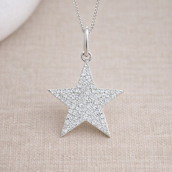 Personalised Sterling Silver Pavé Star Pendant Necklace, 2 of 12