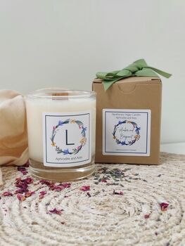 Alphabet Vegan Candle With Wood Wick For Friends, 8 of 8