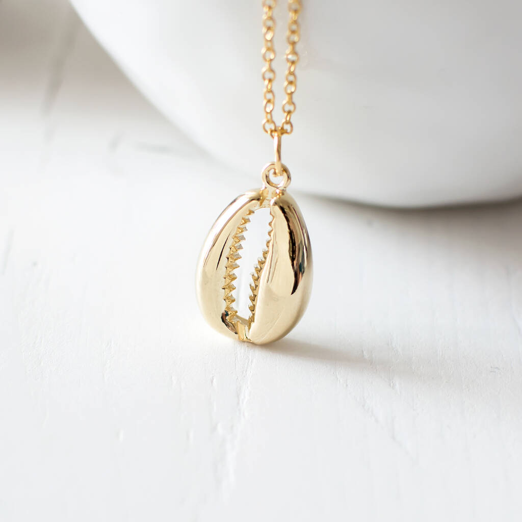 gold plated cowrie shell necklace