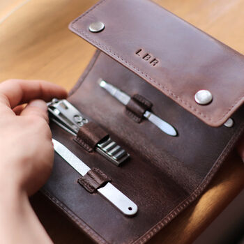 Leather Personalised Grooming Kit Christmas Gift For Him, 2 of 11