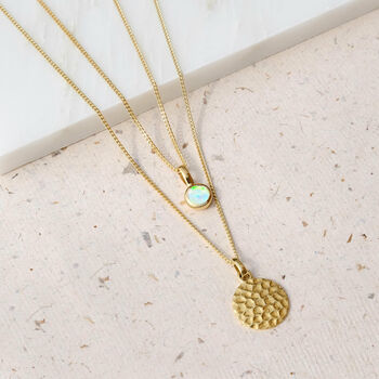October Birthstone Opal Gold Plated Charm Necklace, 2 of 12