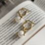 Chunky 14 K Gold Plated Silver Pearl Hoops Earrings, thumbnail 4 of 8
