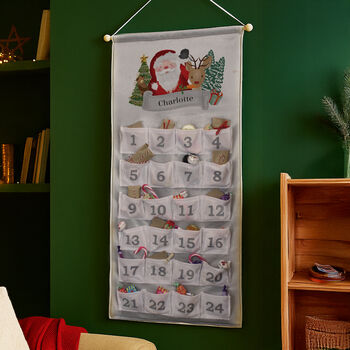 Personalised Santa Advent Calendar In Silver Grey, 3 of 5