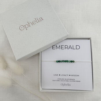 Emerald Silk Bracelet May Birthstone Jewellery, 3 of 6