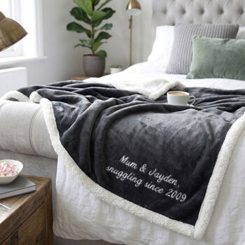Personalised Charcoal And White Super Soft Blanket, 2 of 12