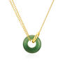 Gold Plated Sterling Silver Green Jade Donut Necklace, thumbnail 1 of 3