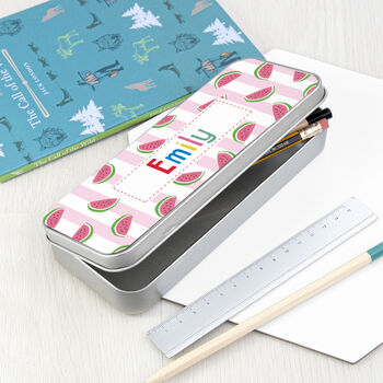 Personalised Melon Pattern Pencil Case Tin, 6 of 10