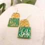 Aqua Gold Flake Statement Drop Earrings For Her, thumbnail 3 of 10