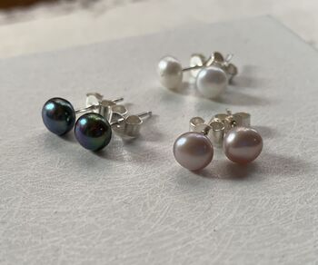 Freshwater Pearl And Sterling Silver Studs, 7 of 9