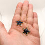 Minimal Festive Drop Navy Star Earrings, thumbnail 2 of 8