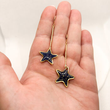 Minimal Festive Drop Navy Star Earrings, 2 of 8