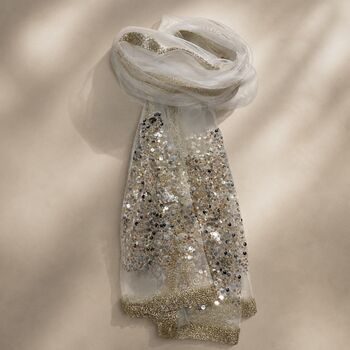 Shimmer Hem Occasion Shawl Scarf, 4 of 5