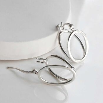 Sterling Silver Double Oval Loop Hoop Earrings, 2 of 6