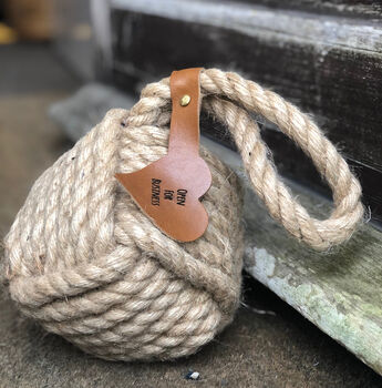 Rope Doorstop With Personalised Leather Tab, 3 of 4