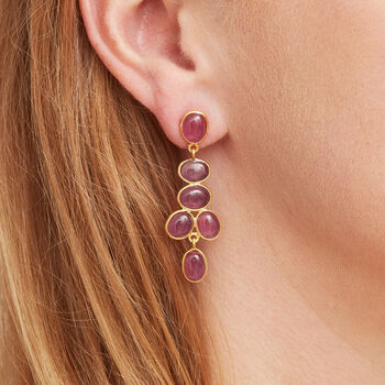 Labradorite Cabuchon Gold Plated Silver Earrings, 8 of 11