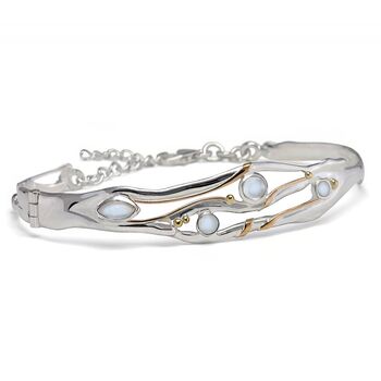 Hinged Sterling Silver Moonstone Bangle, 3 of 7